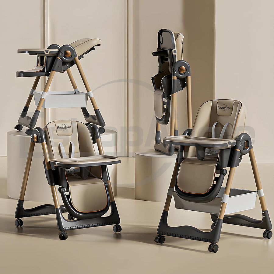 Silla De Comer Reclinable Plegable Con Mesa Ajustable