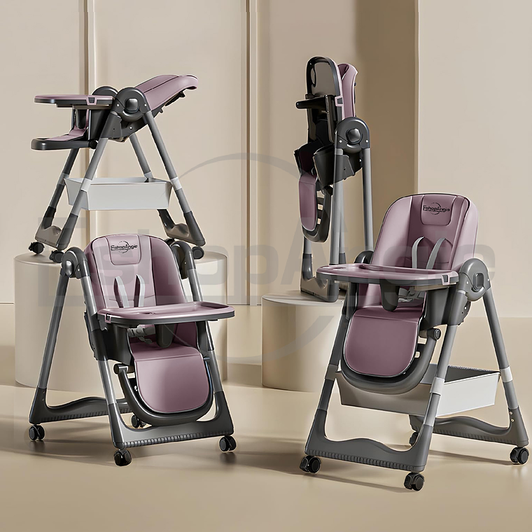 Silla De Comer Reclinable Plegable Con Mesa Ajustable 4