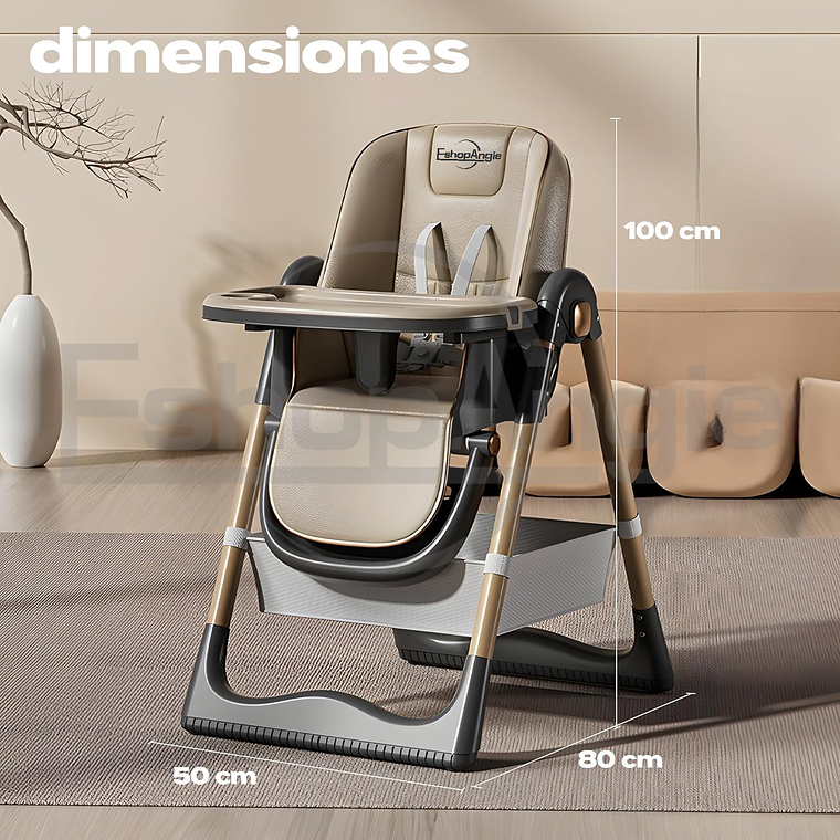 Silla De Comer Reclinable Plegable Con Mesa Ajustable 9