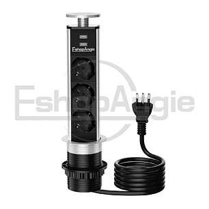 Torre Enchufe Chileno Eu 3 Enchufes 2 Usb Retráctil Muebles