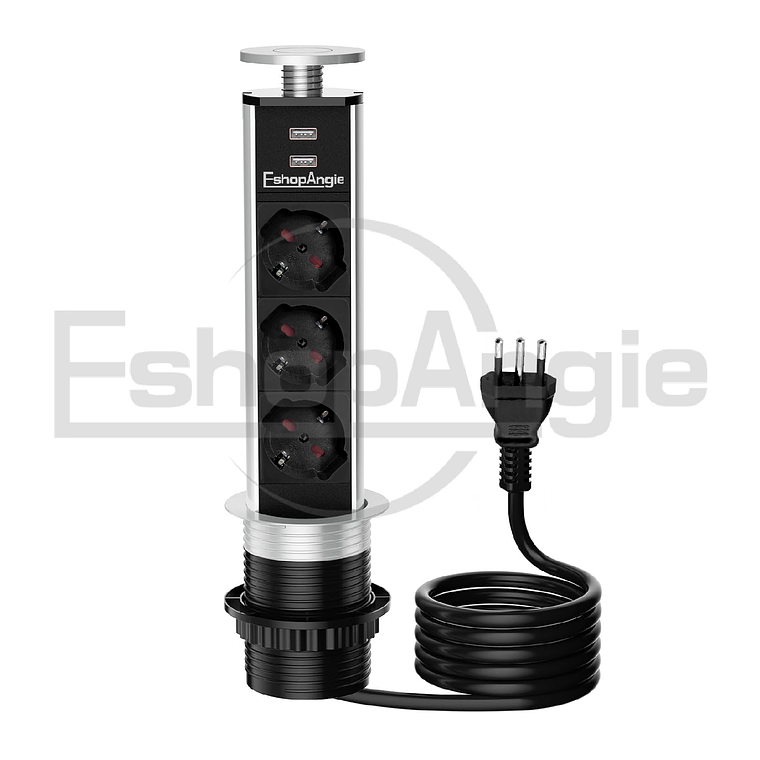 Torre Enchufe Chileno Eu 3 Enchufes 2 Usb Retráctil Muebles 1