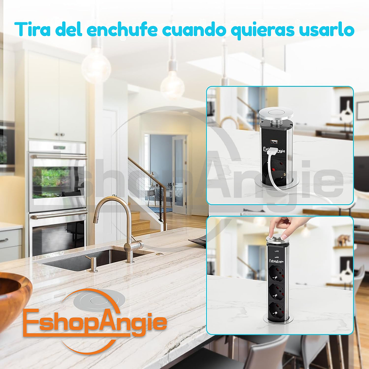Torre Enchufe Chileno Eu 3 Enchufes 2 Usb Retráctil Muebles 4