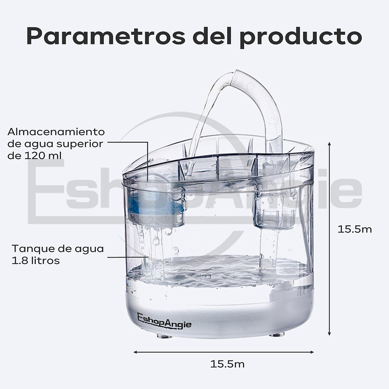 Fuente Para Gato Bebedero Para Mascota Acrilico Transparente 6
