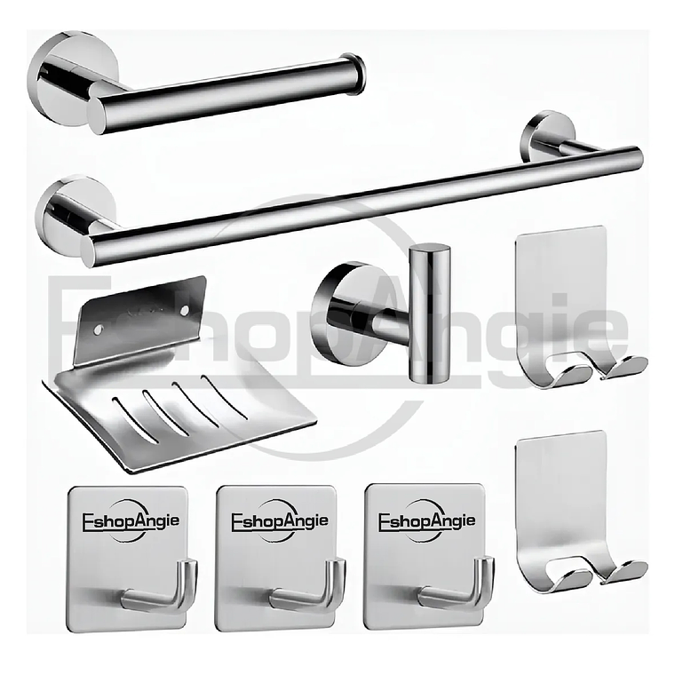 Juego Set 9 Accesorios Para Baño Acero Inoxidable 1
