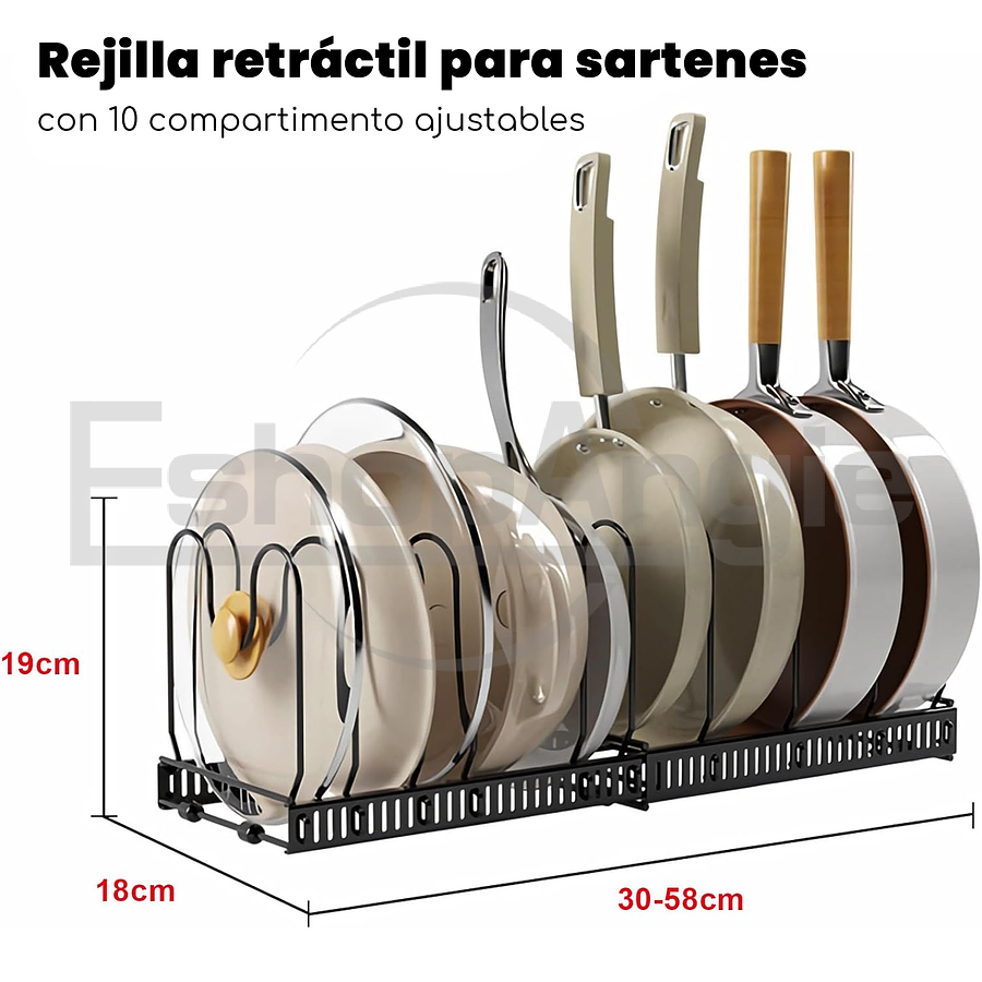 Organizador De Sartenes Y Ollas Con Compartimentos Ajustable