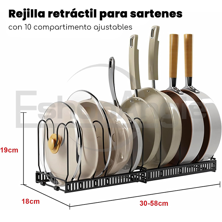 Organizador De Sartenes Y Ollas Con Compartimentos Ajustable 6