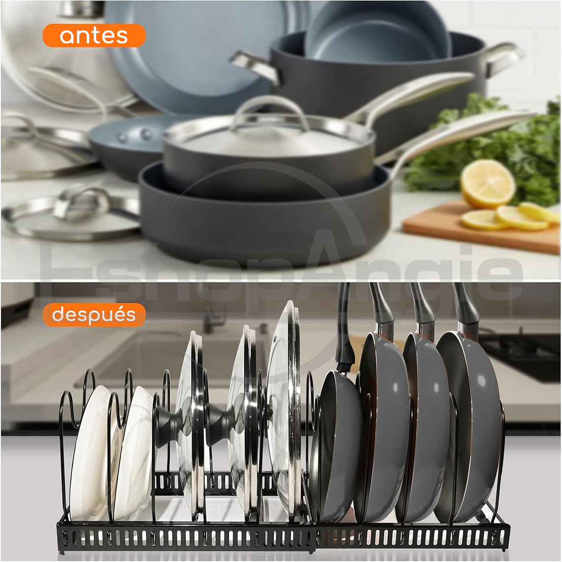 Organizador De Sartenes Y Ollas Con Compartimentos Ajustable 4