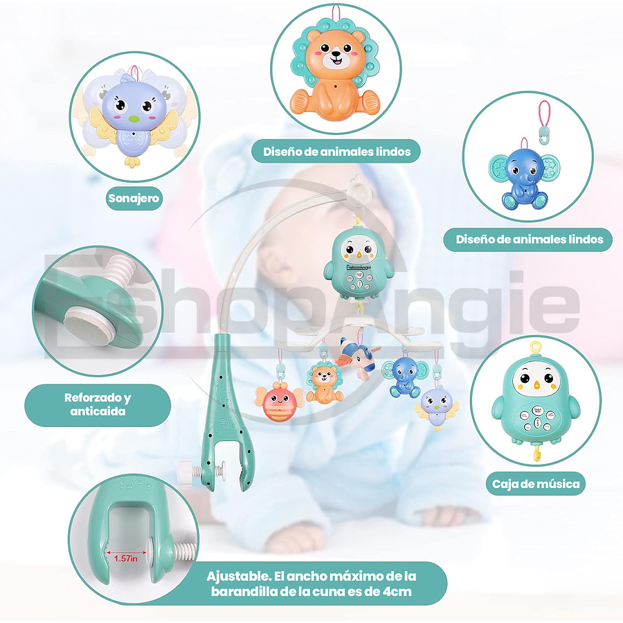 Móvil Giratorio Musical Con Luces Para Cuna + Control