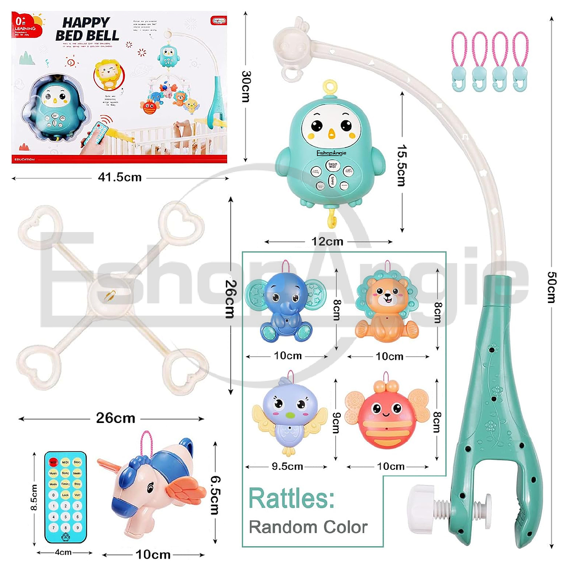 Móvil Giratorio Musical Con Luces Para Cuna + Control 6