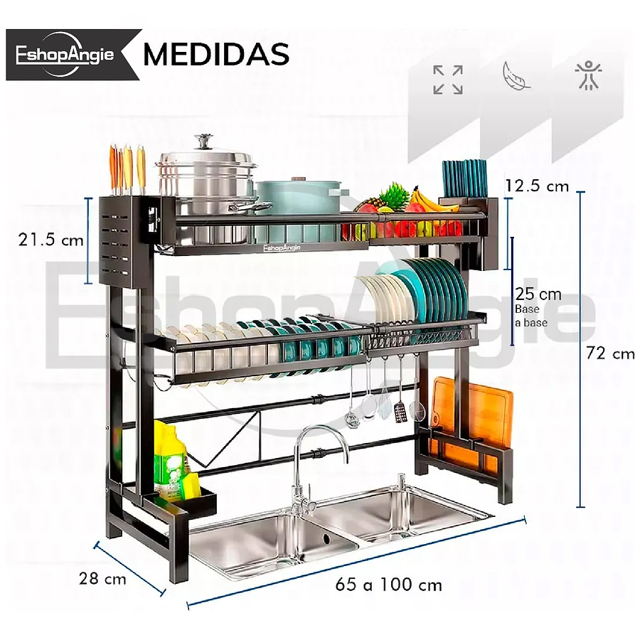 Escurridor Platos Trastes 2 Niveles Ajustable Para Fregadero