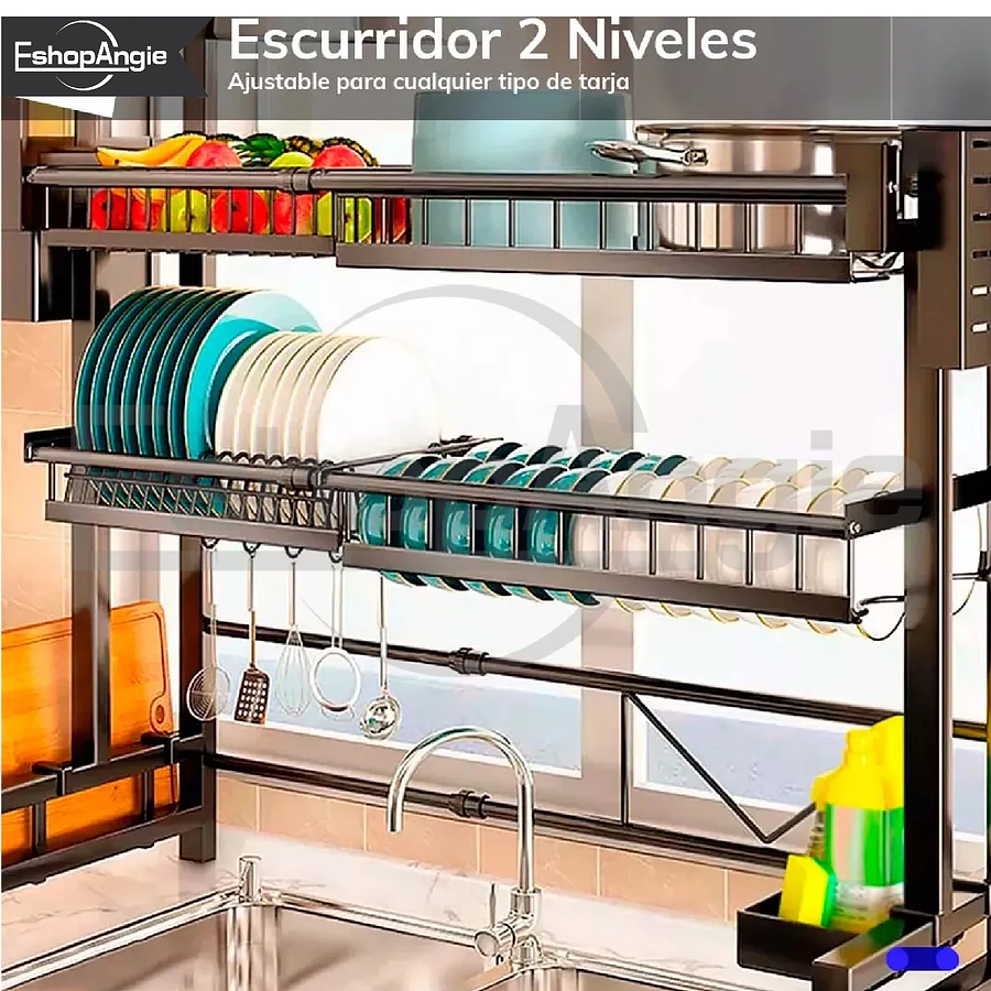 Escurridor Platos Trastes 2 Niveles Ajustable Para Fregadero