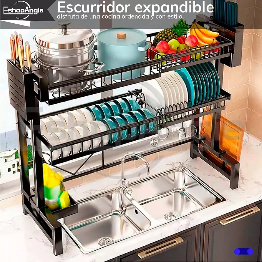 Escurridor Platos Trastes 2 Niveles Ajustable Para Fregadero