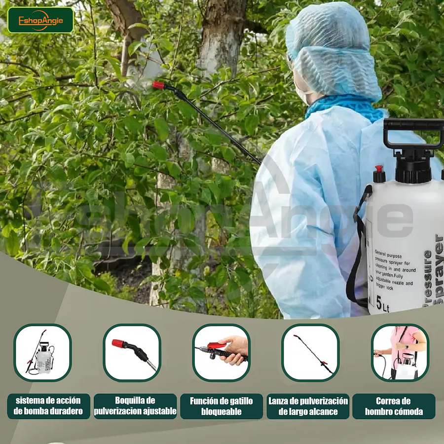 Fumigador Pulverizador Rociador 5 Litros Bomba Manual