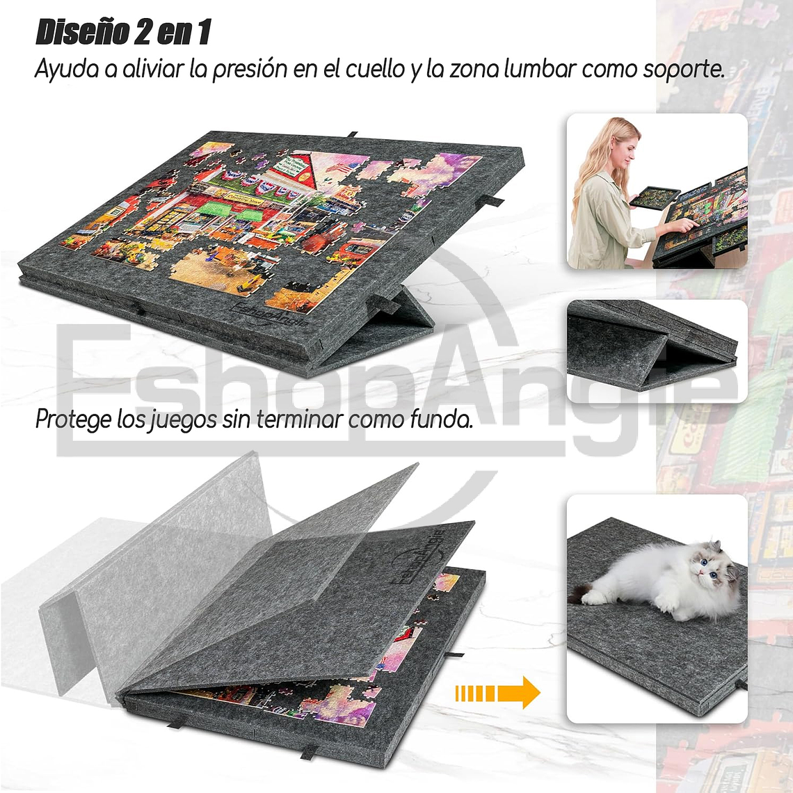 Tabla De Rompecabezas Inclinable Con Soporte Y 6 Cajones 5