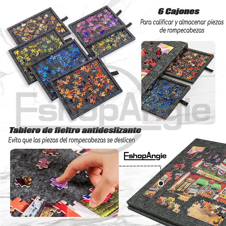 Tabla De Rompecabezas Inclinable Con Soporte Y 6 Cajones 4
