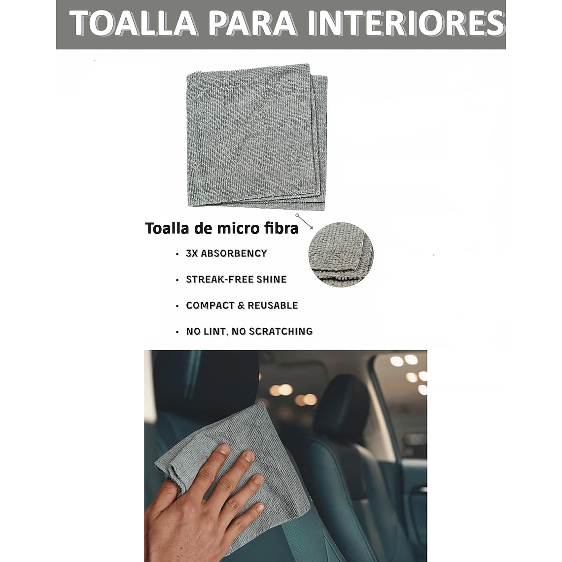 Kit Cepillos De Microfibra Auto Hogar Interior Y Exterior 2