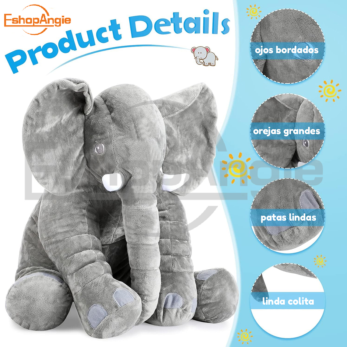 Almohada Elefante De Soporte Para Bebés 0 A 3 Años 3