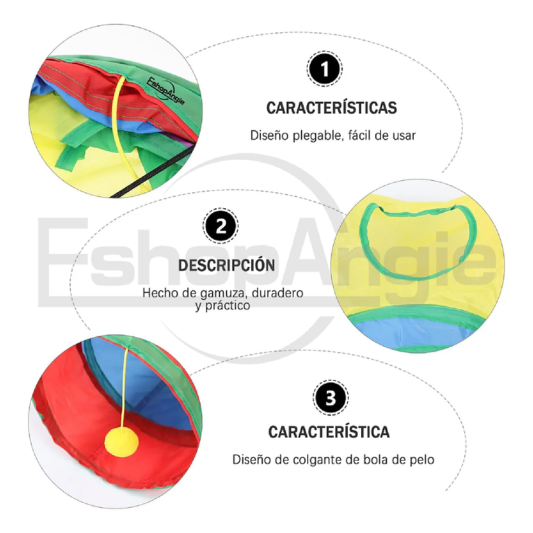 Túnel Plegable Gato 3 Vías 20 Pzs Juguetes Mascota 2