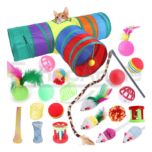 Túnel Plegable Gato 3 Vías 20 Pzs Juguetes Mascota