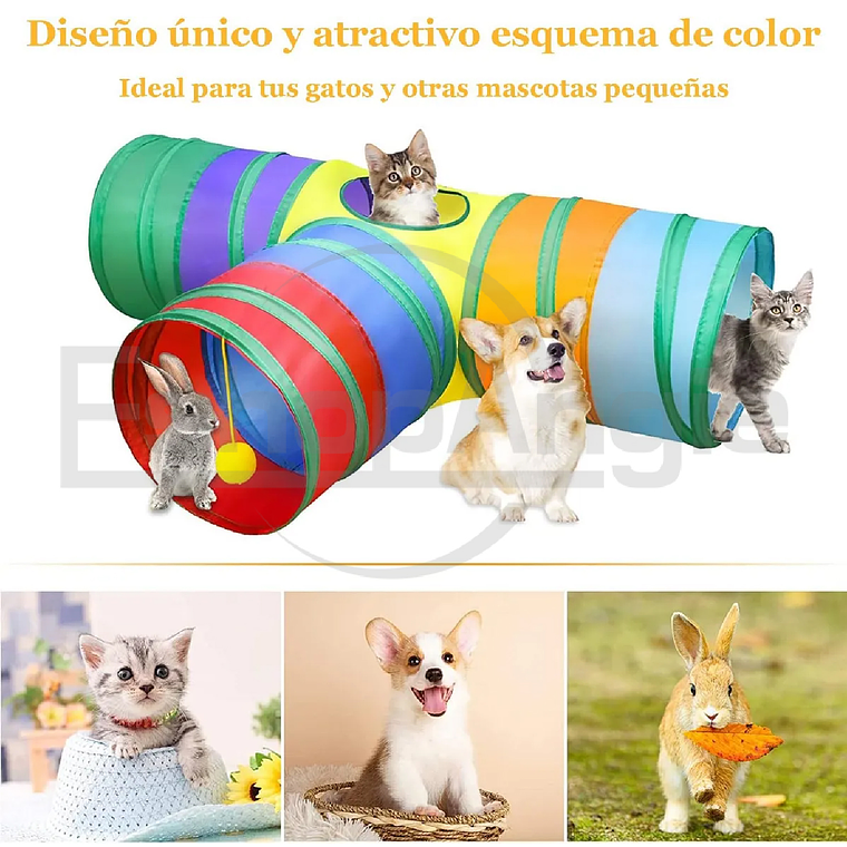 Túnel Plegable Gato 3 Vías 20 Pzs Juguetes Mascota 4