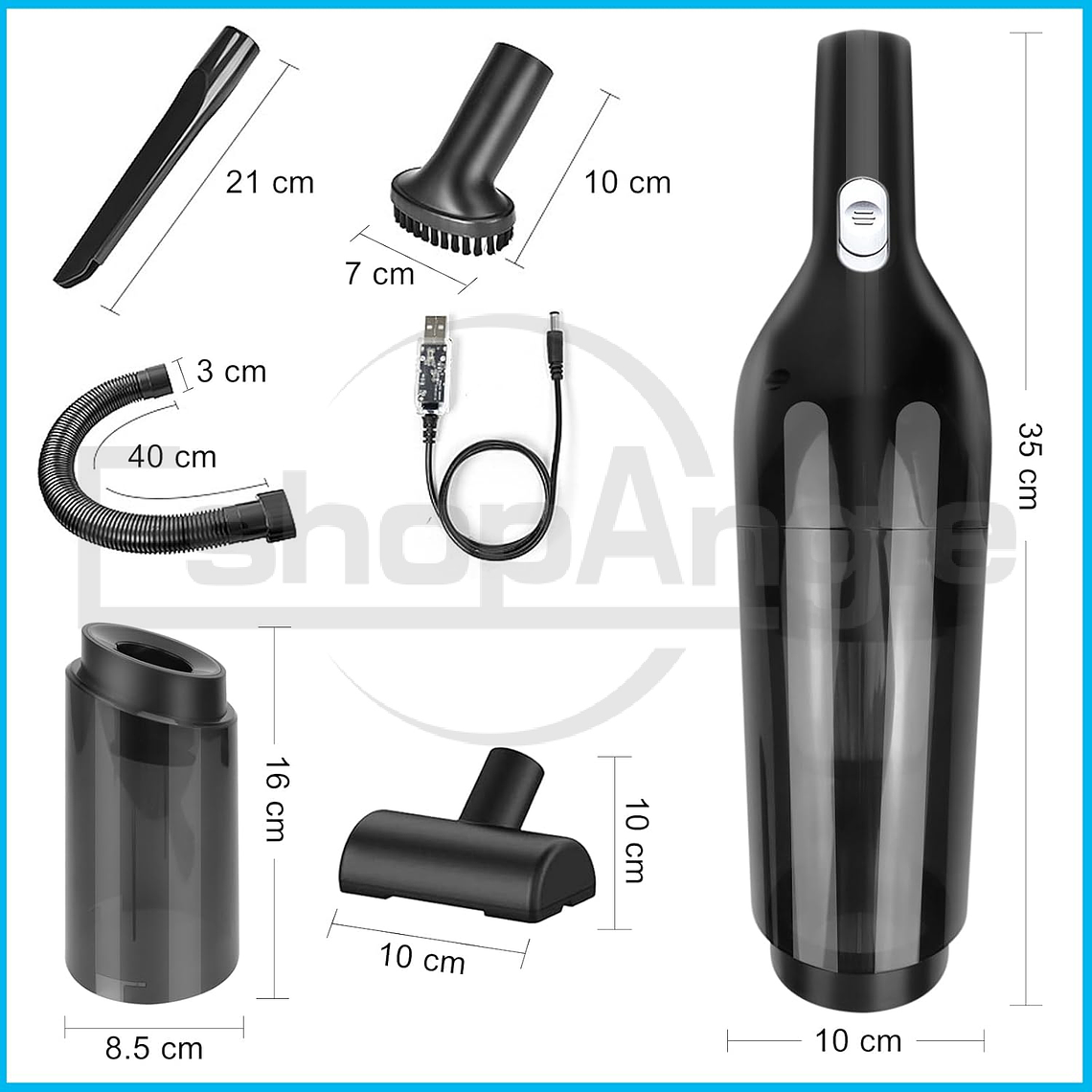 Aspiradora De Mano Portátil 12v Para Auto Casa Recargable 7