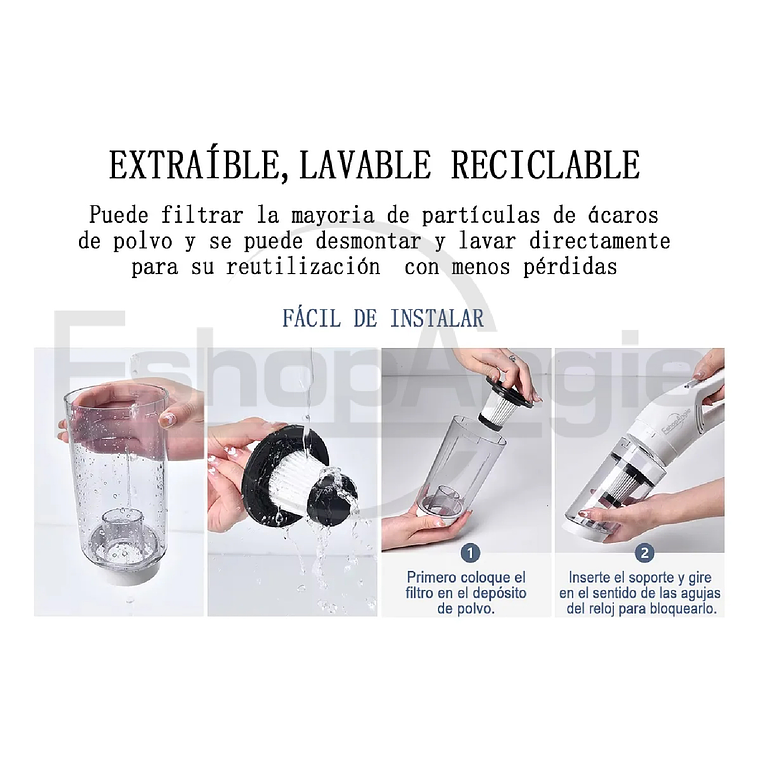 Aspiradora De Mano Portátil 12v Para Auto Casa Recargable 5