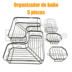 Set 5 Piezas Esquinero Organizador Ducha Baño Con Adhesivos