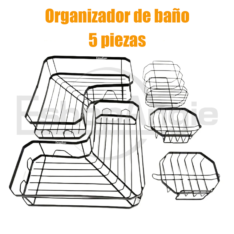 Set 5 Piezas Esquinero Organizador Ducha Baño Con Adhesivos 2