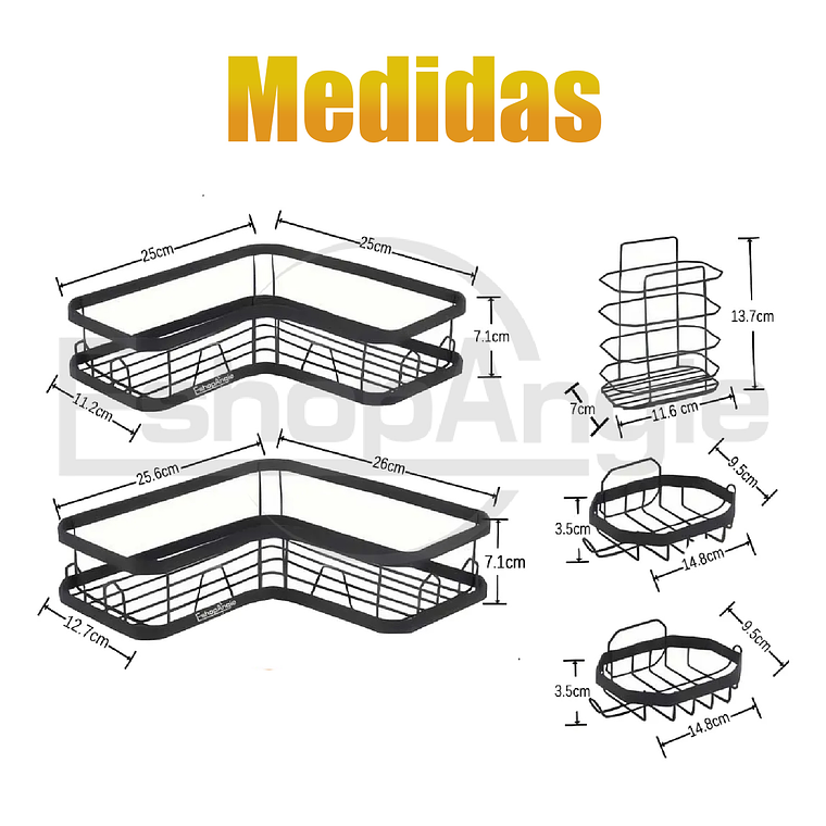 Set 5 Piezas Esquinero Organizador Ducha Baño Con Adhesivos 5