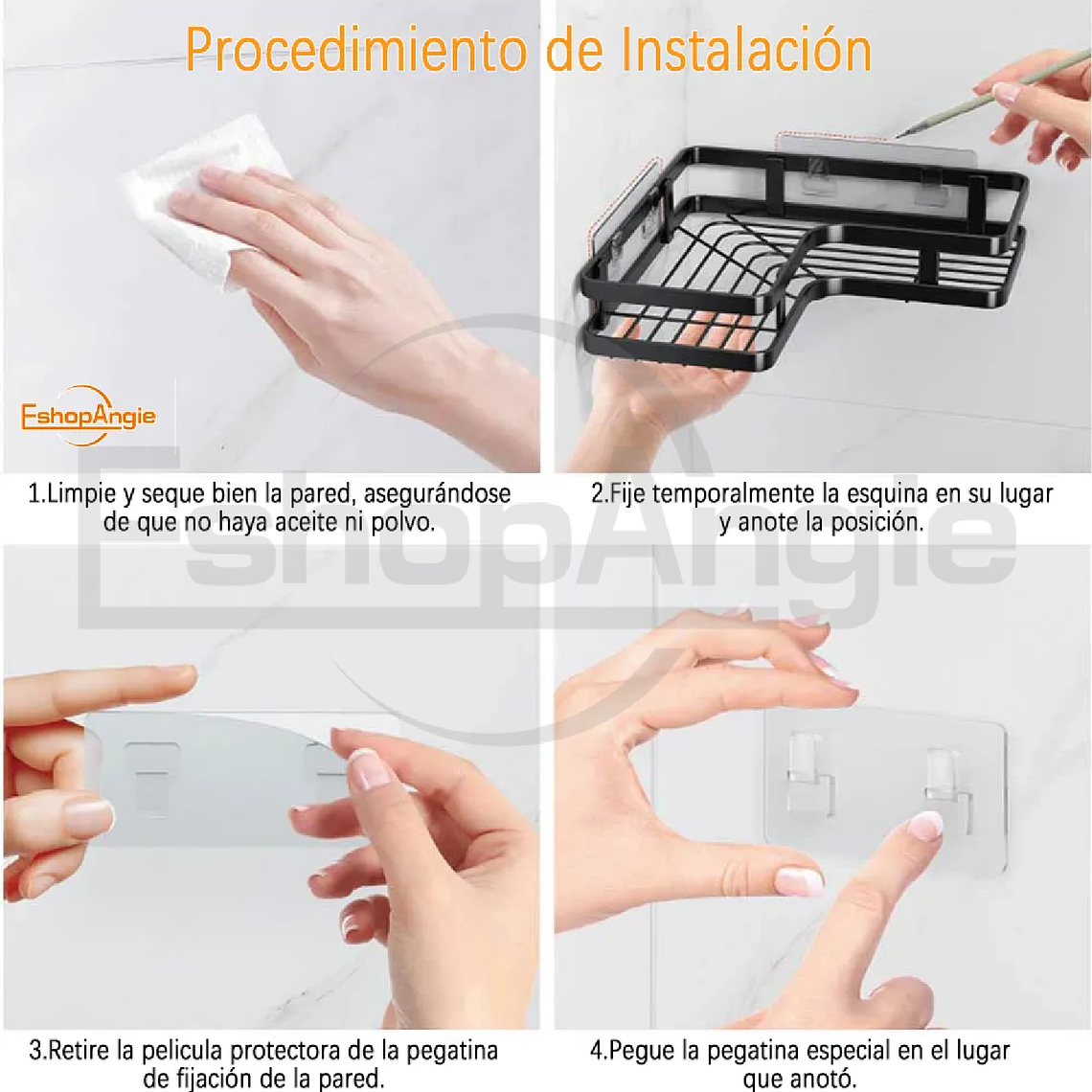 Set 5 Piezas Esquinero Organizador Ducha Baño Con Adhesivos 3