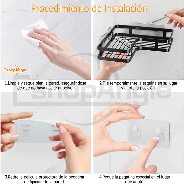 Set 5 Piezas Esquinero Organizador Ducha Baño Con Adhesivos 3