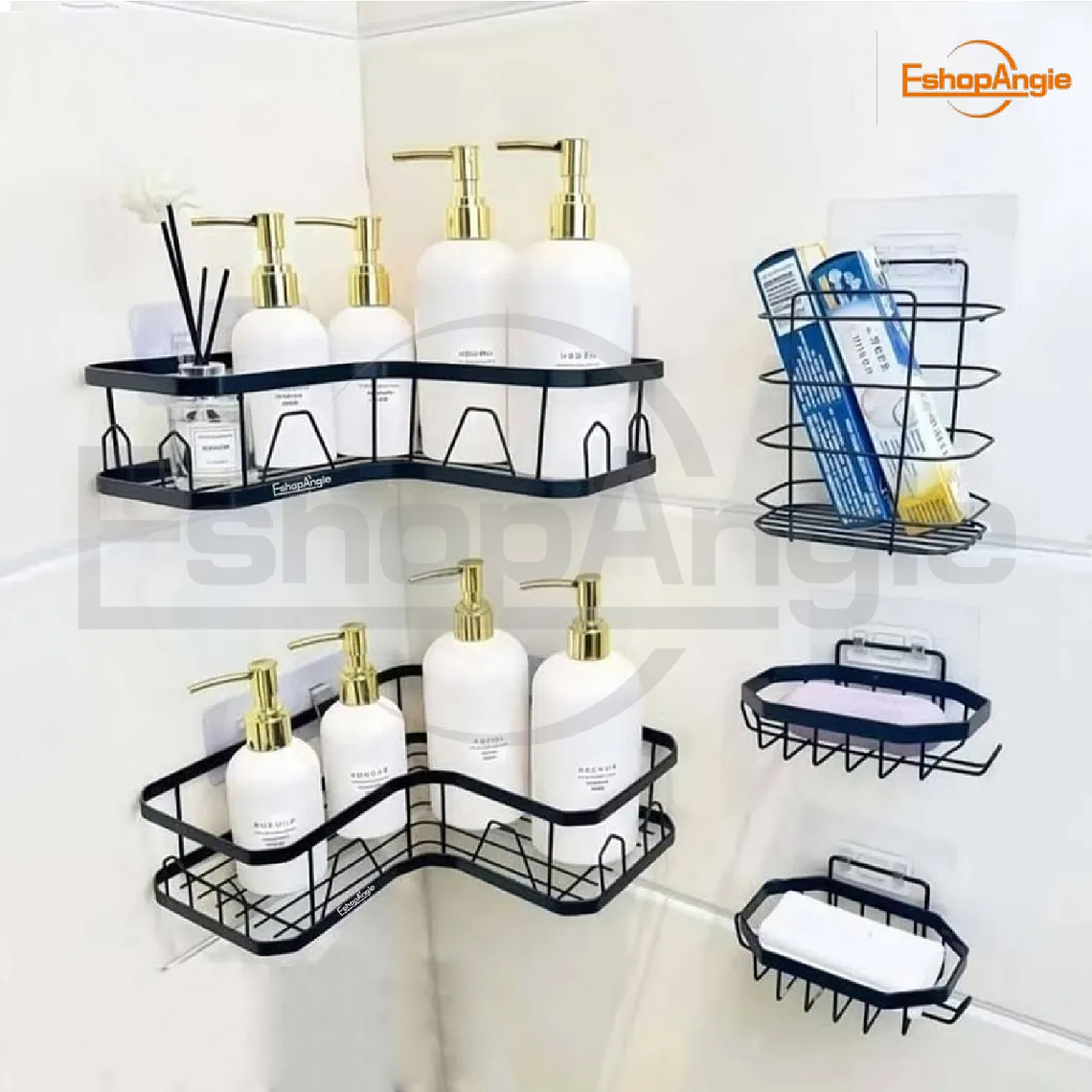 Set 5 Piezas Esquinero Organizador Ducha Baño Con Adhesivos 4