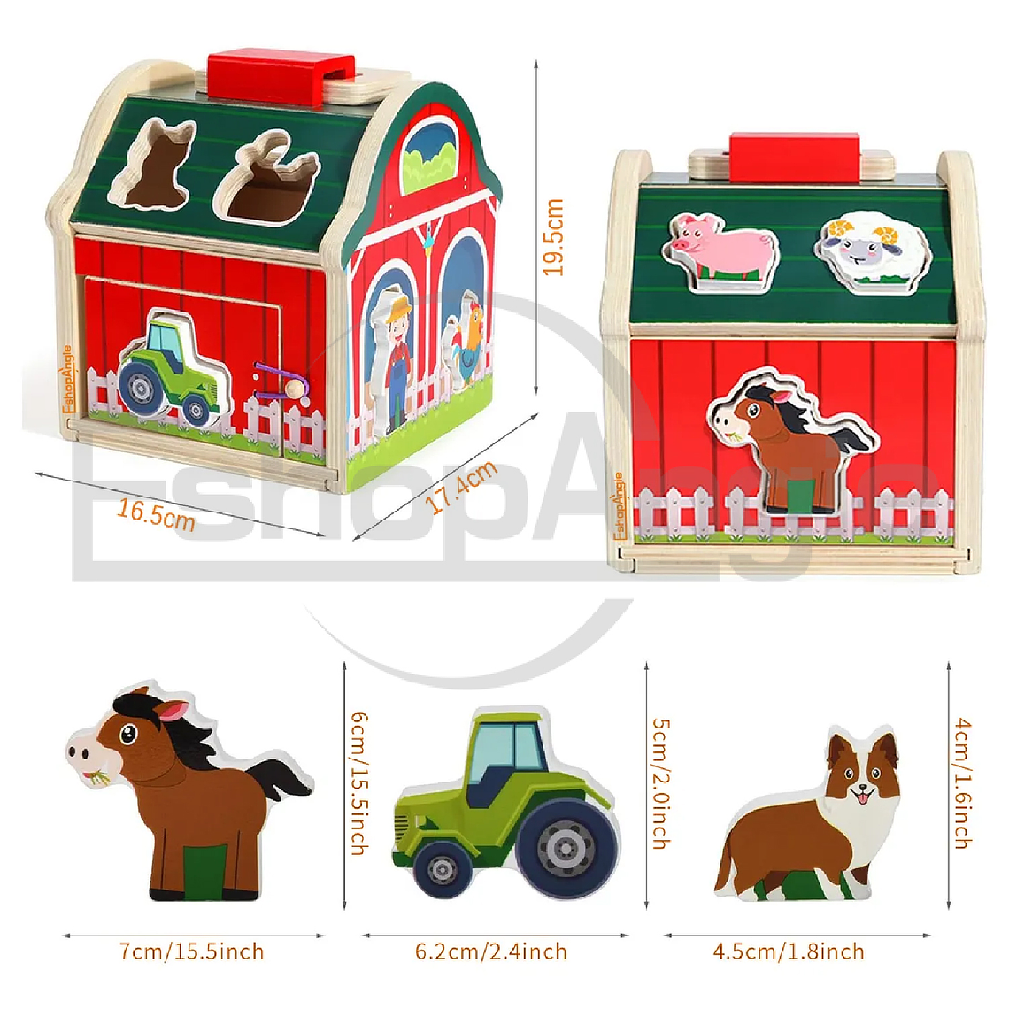 Juguete Didáctico Granja Encaje De Animales De Madera Niños 6