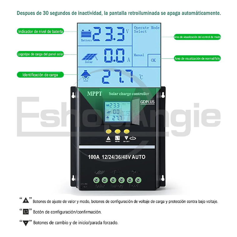 Controlador Regulador Carga Solar Mppt 100a 12/24/36/48 Vol 4