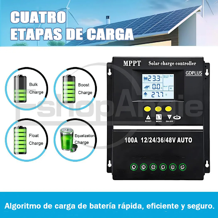Controlador Regulador Carga Solar Mppt 100a 12/24/36/48 Vol 5