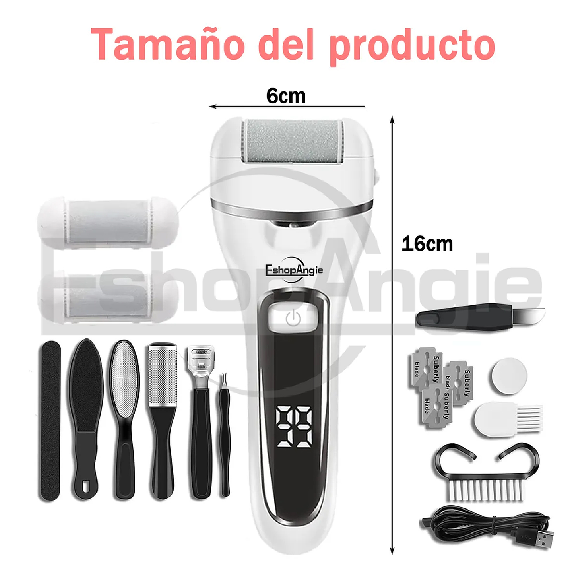 Removedor De Callos Eléctrico De Pie Kit Pedicura Recargable 7
