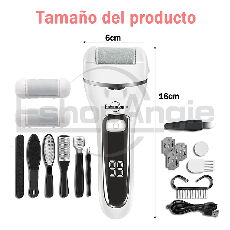 Removedor De Callos Eléctrico De Pie Kit Pedicura Recargable 7