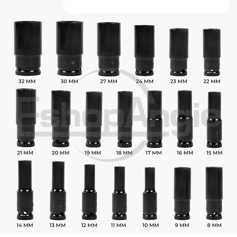 Juego Dados Largos De Impacto 8 - 32mm 20 Piezas 4