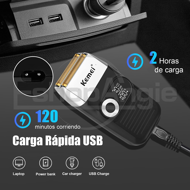Máquina Afeitadora Shaver Kemei Km-2026 Inalámbrica Usb 2