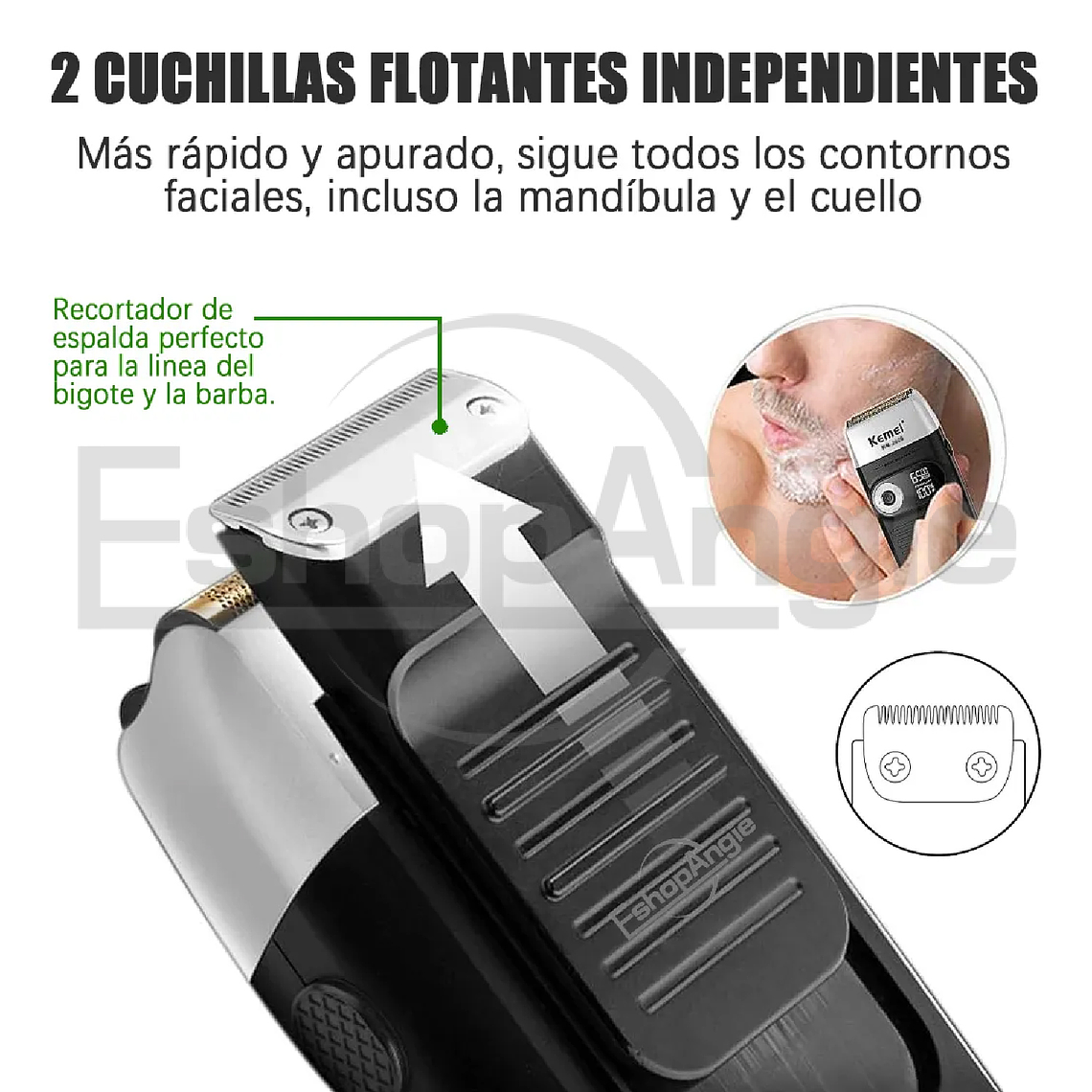 Máquina Afeitadora Shaver Kemei Km-2026 Inalámbrica Usb 4