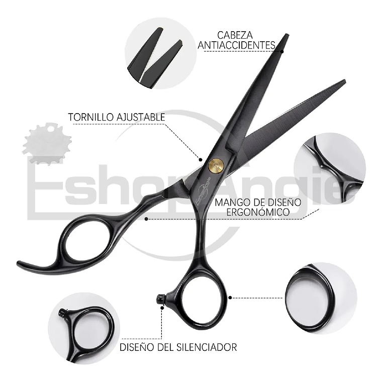 Set Tijeras Peluquería Barbería Corta Pelo Entresacador 14pc 4
