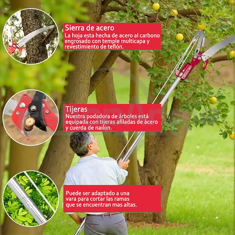 Tijera De Altura Sierra Jardinería Podadora Con Serrucho 5