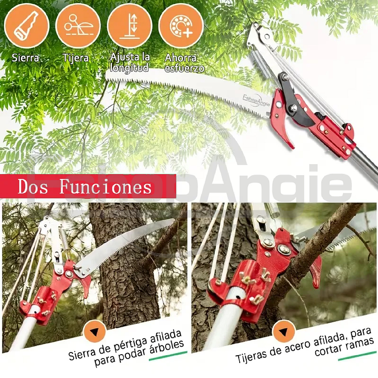 Tijera De Altura Sierra Jardinería Podadora Con Serrucho 2