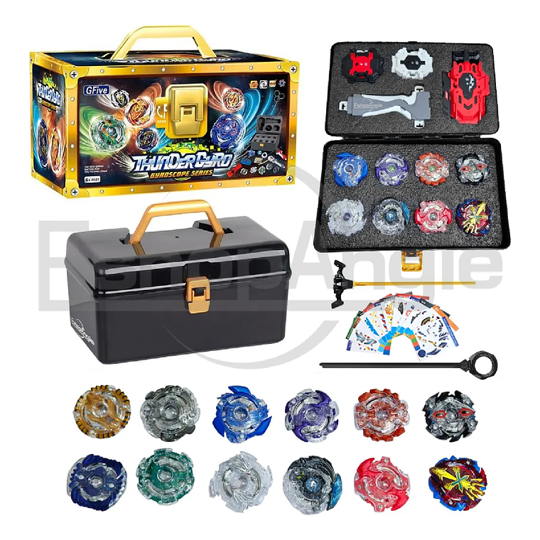 Set 12 Beyblades Metal Fusion Con Maleta Lanzadores 1