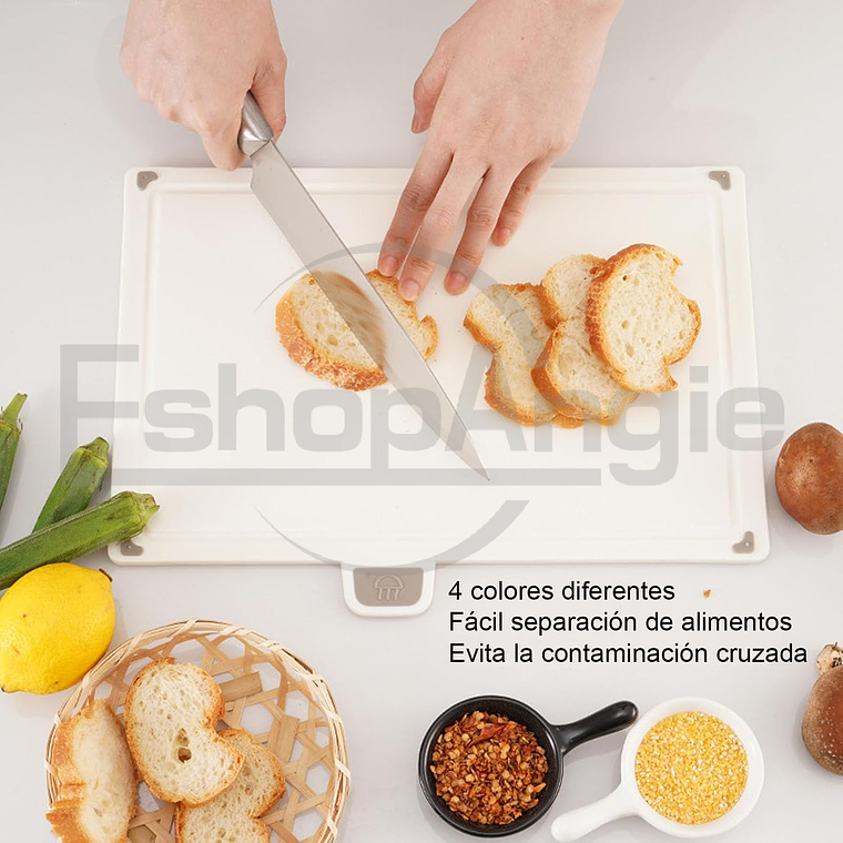 Tablas Para Picar Utensilio Cocina Con Base Colores 4 Piezas 3