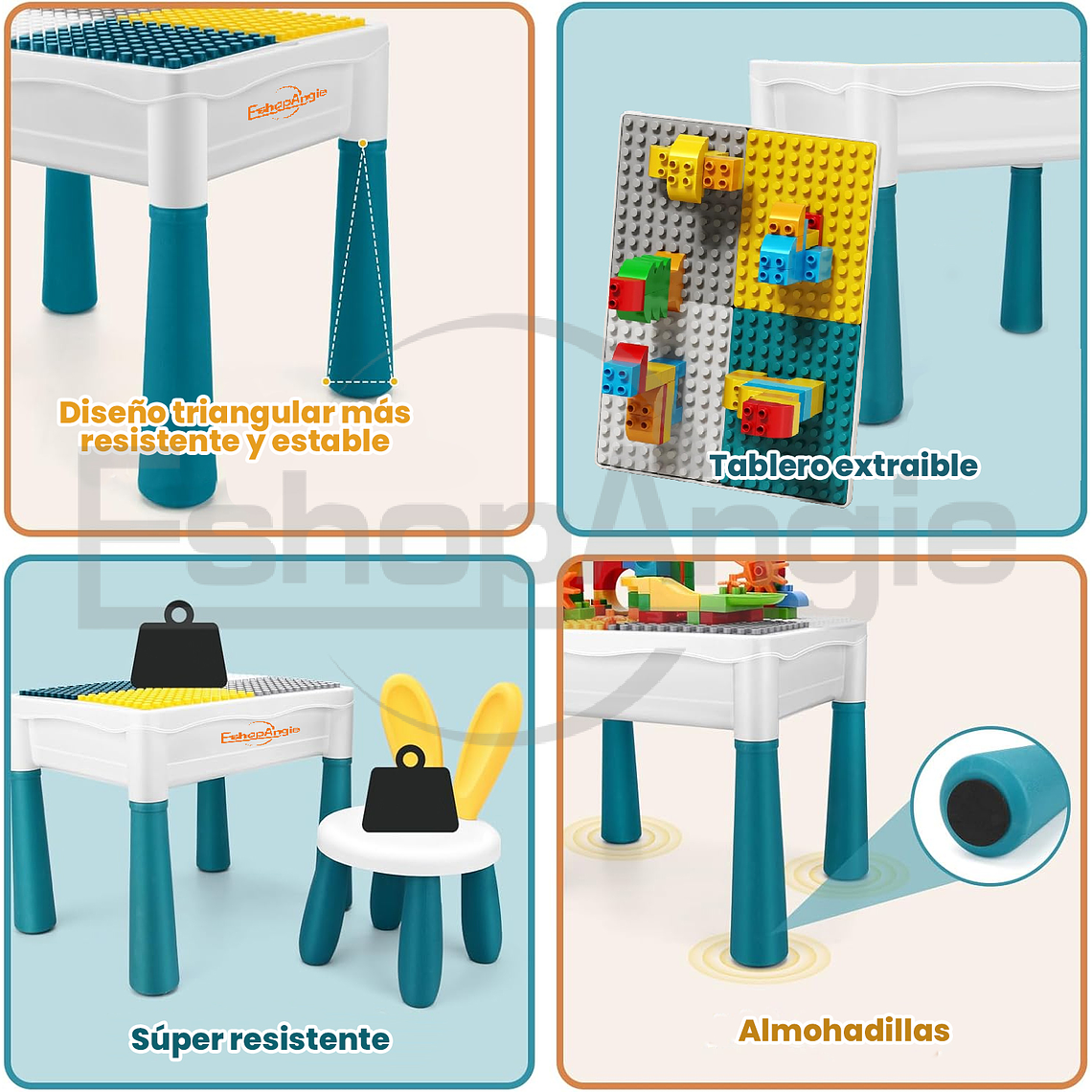 Mesa Didactica De Bloques Construcción Mas Silla 3