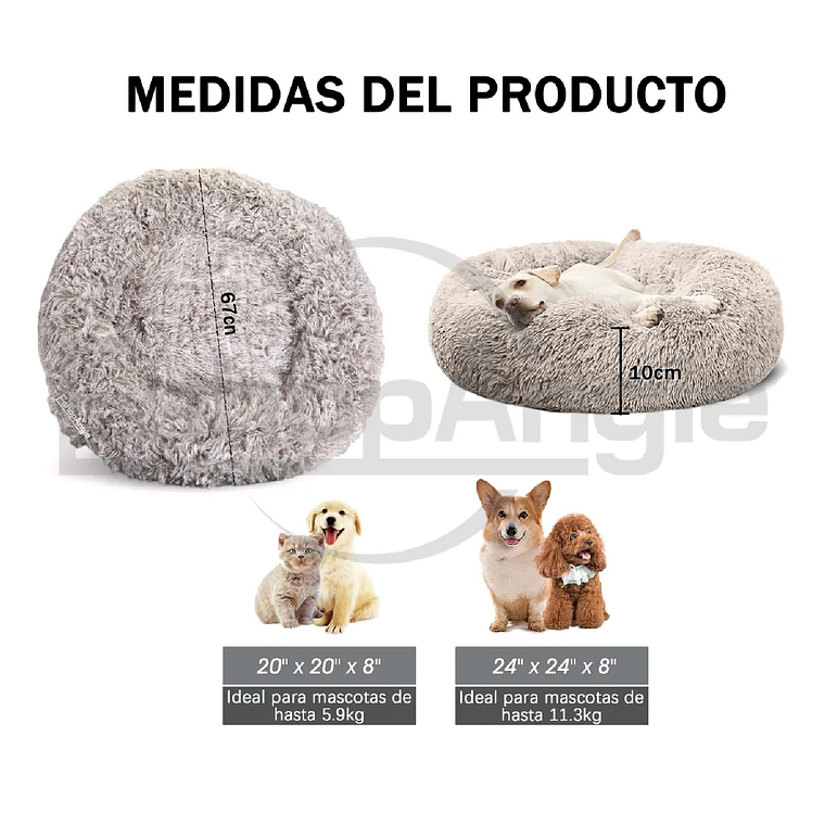 Cama Perro Mascota Antiestres Felpa Confortable 67cm 5