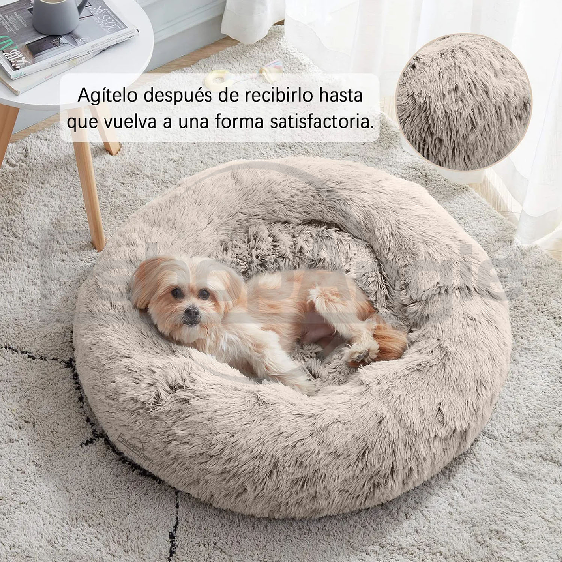 Cama Perro Mascota Antiestres Felpa Confortable 67cm 4