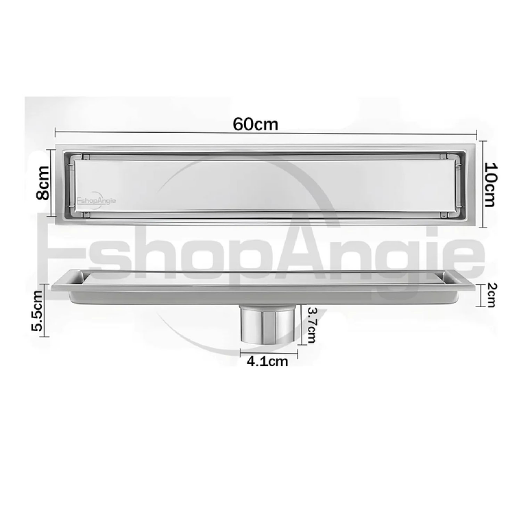 Piso Drenaje Ducha Cubierta Acero Inoxidable Filtro 60x10cm 8