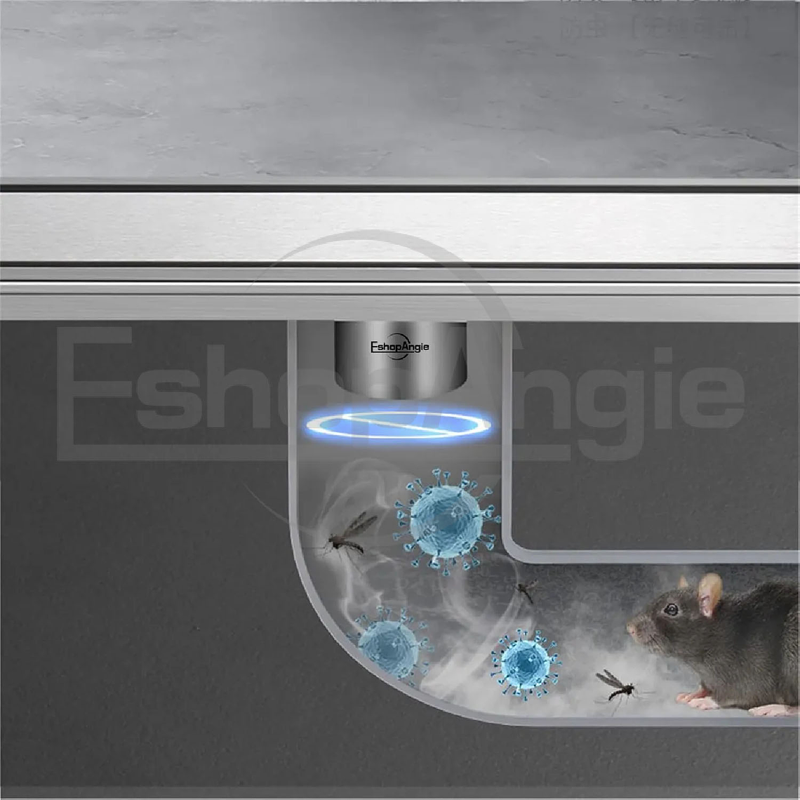 Piso Drenaje Ducha Cubierta Acero Inoxidable Filtro 60x10cm 7